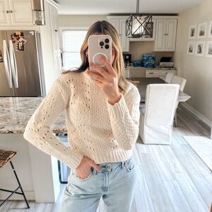 Urban Outfitters Cream Cable Knit Cropped Sweater XS